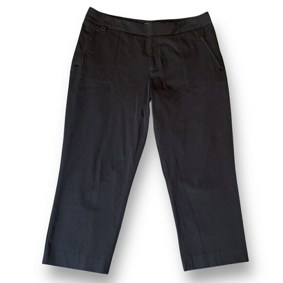 Ralph Lauren Golf Womens Pants Sz 14 Black Stretch Cotton Crop Capri Zip Pockets - Picture 1 of 6